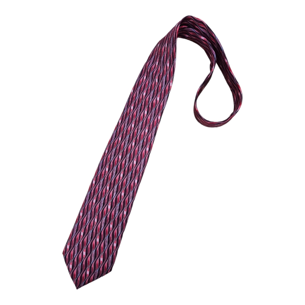 LANVIN Red Geometric Silk LUXURY Tie FRANCE